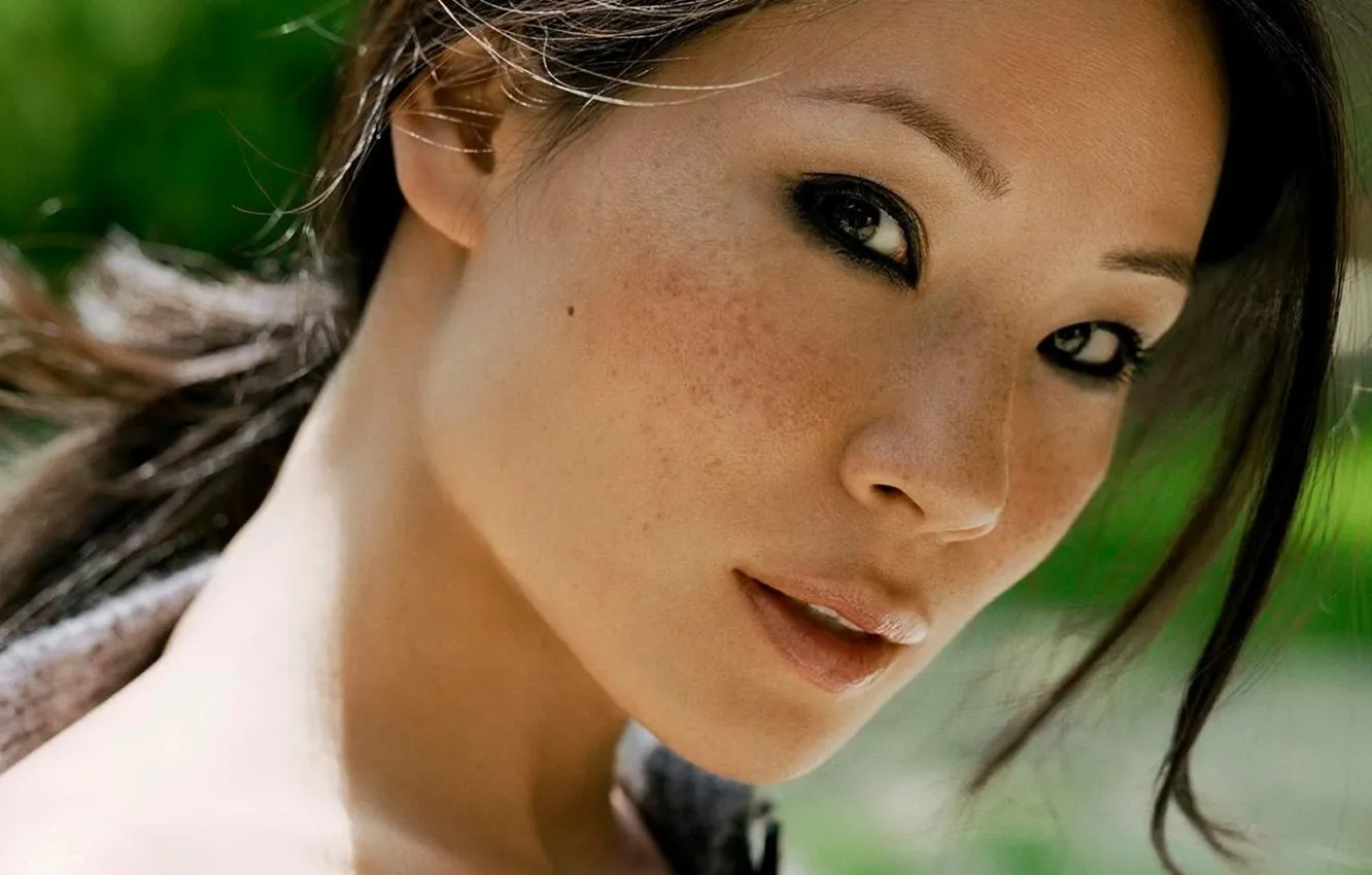 Фото обои взгляд, лицо, актриса, Lucy Liu, Люси лью