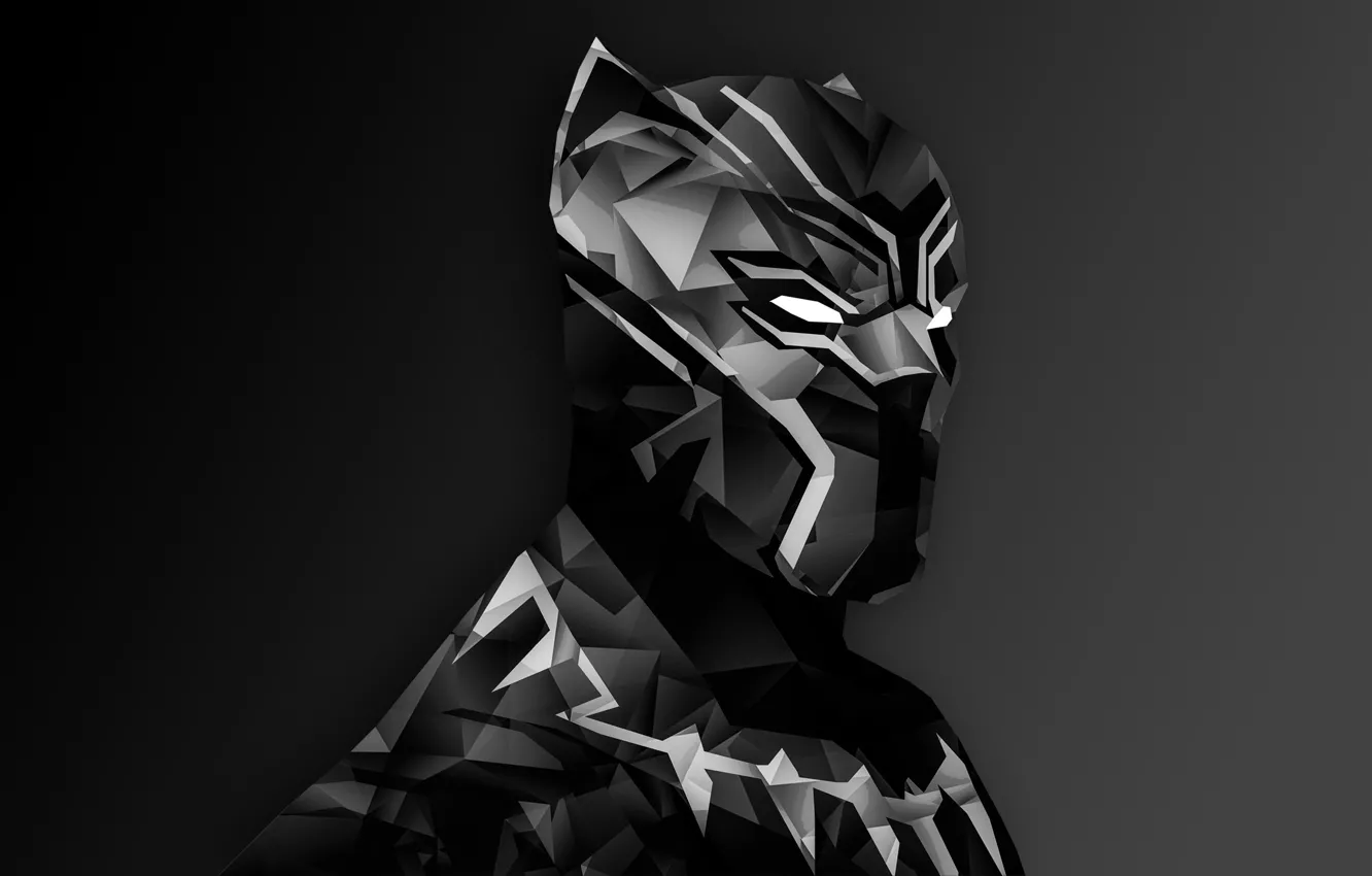 Фото обои Marvel, digital art, suit, Black Panther, helm, T`Challa