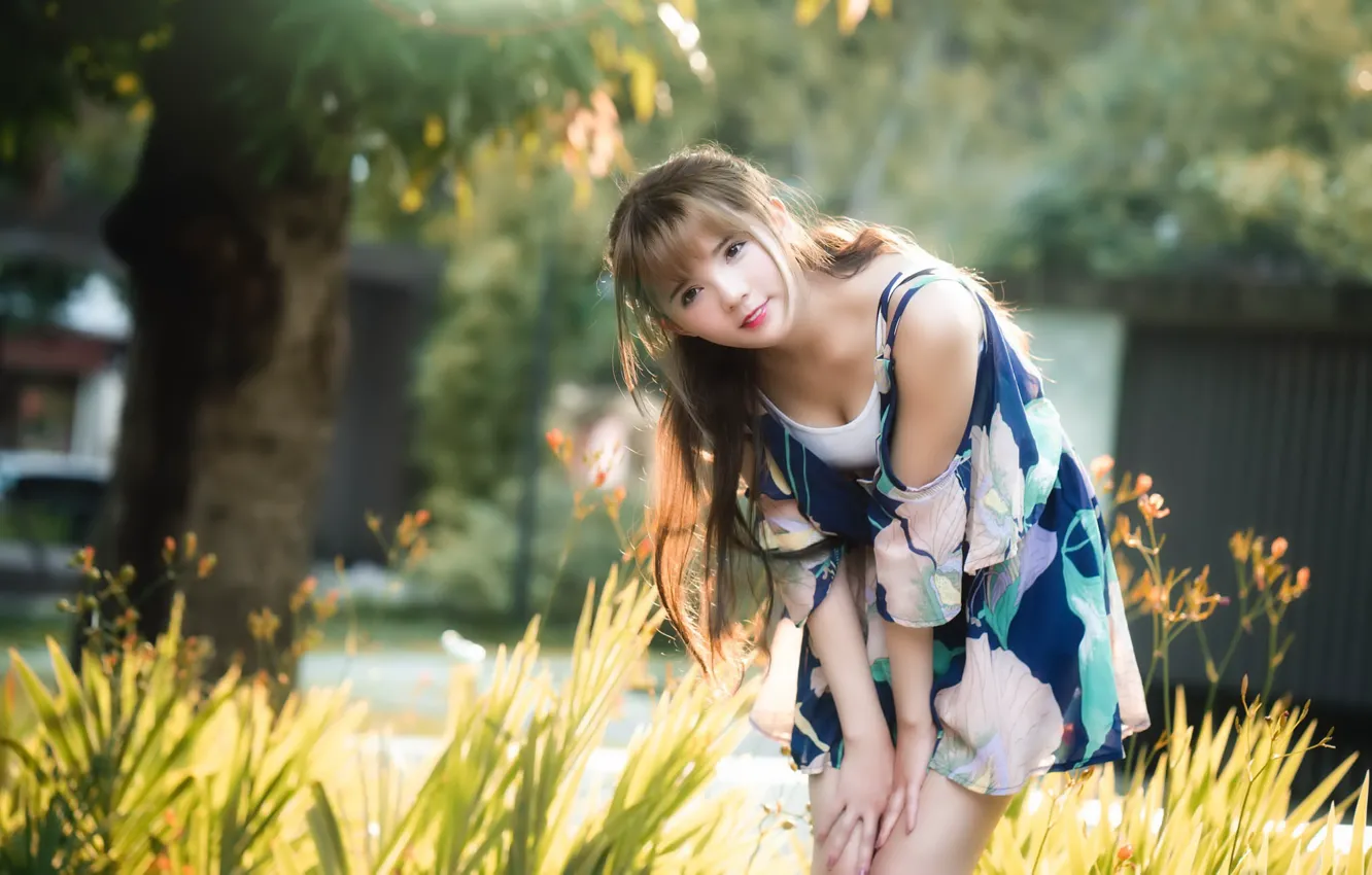 Фото обои лето, девушка, азиатка