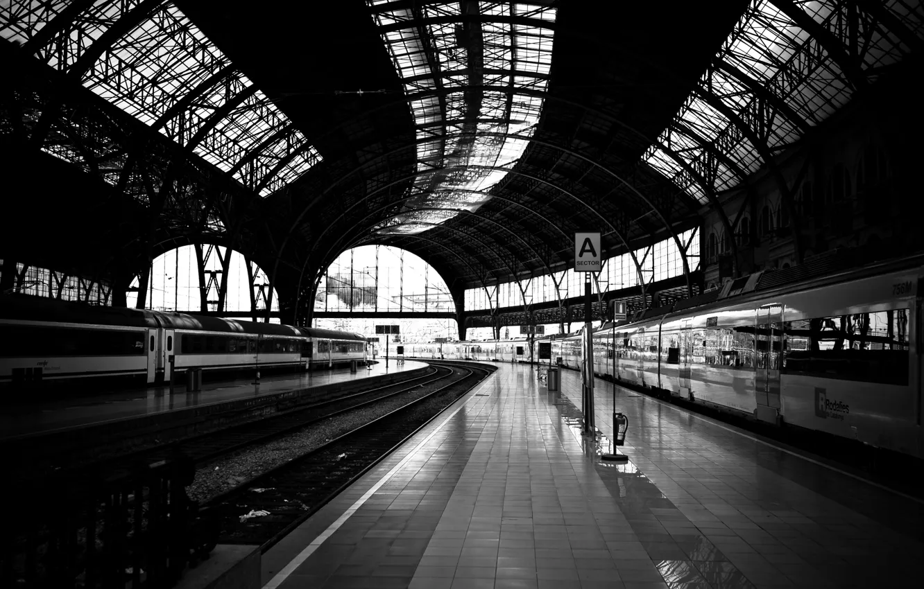 Фото обои дорога, пути, фото, белое, поезд, станция, черное, железная