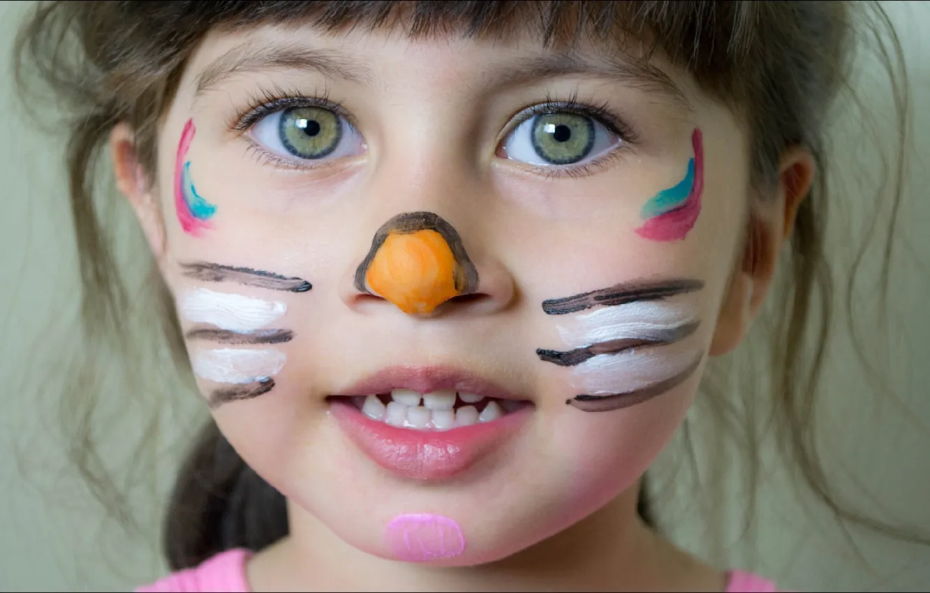 Фото обои Girl, style, eyes, face, sweet, mask, kid, portrait