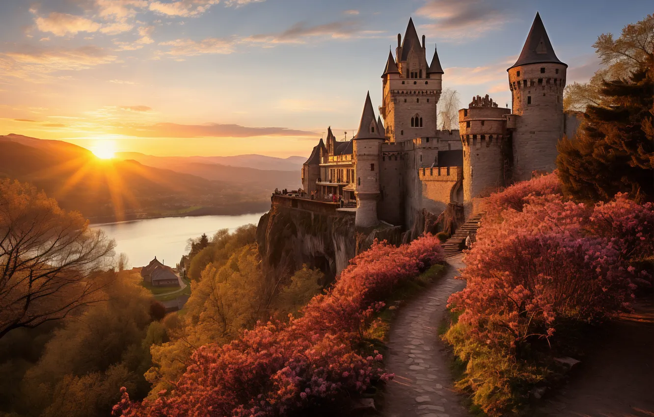 Фото обои осень, пейзаж, замок, архитектура, landscape, beautiful, autumn, castle
