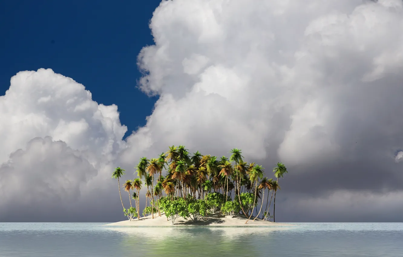 Фото обои вода, пальмы, остров
