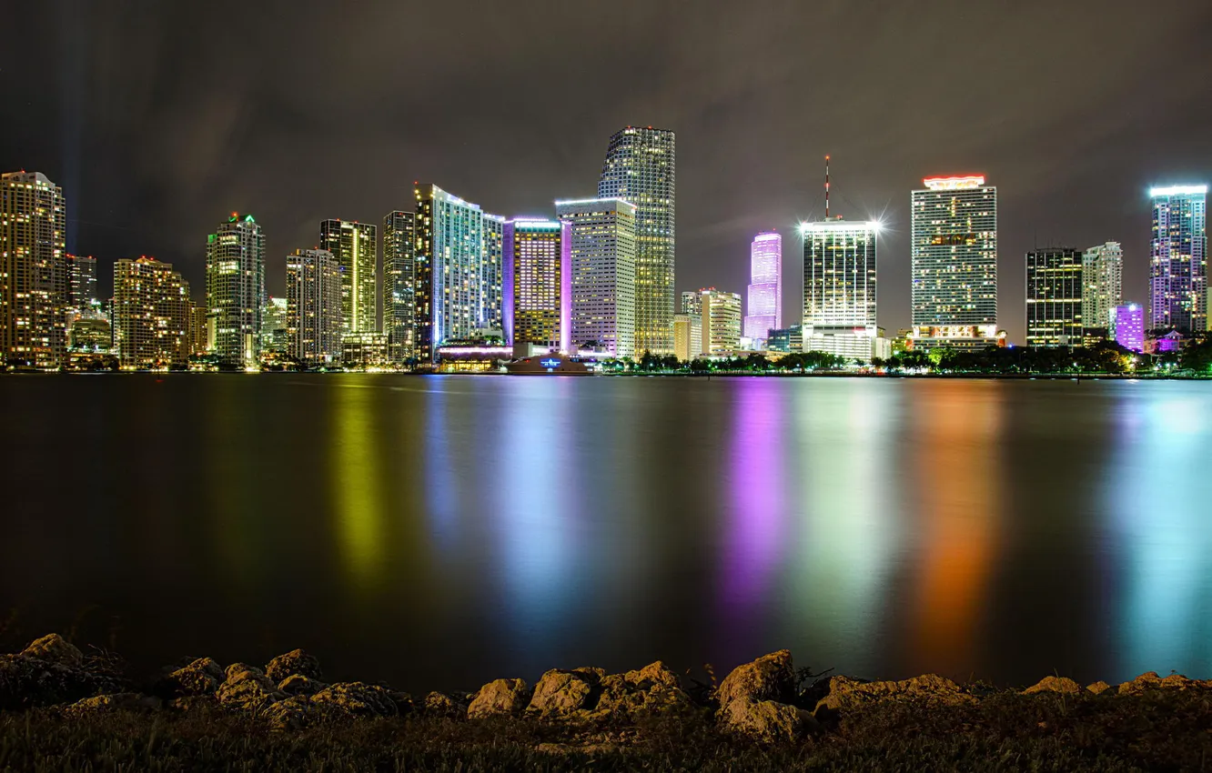 Фото обои огни, Майами, вечер, Флорида, Miami, florida, vice city