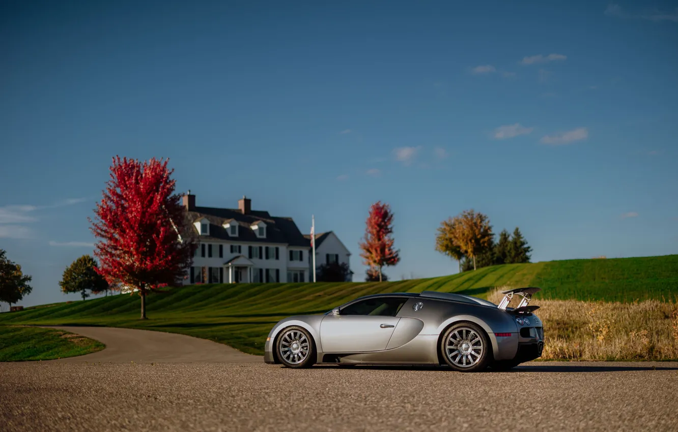 Фото обои car, Bugatti, Veyron, house, Bugatti Veyron, trees, 16.4