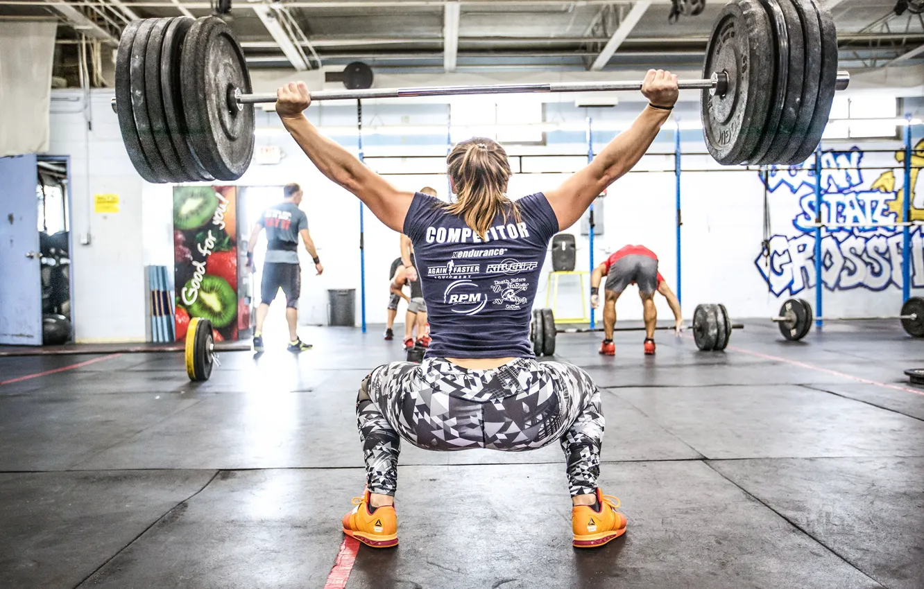 Фото обои woman, female, gym, crossfit, weight lifting