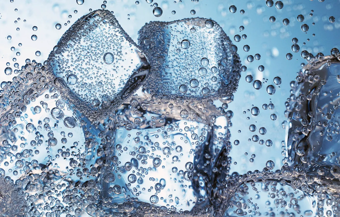 Фото обои лед, вода, макро, пузырьки, пузыри, лёд, газировка