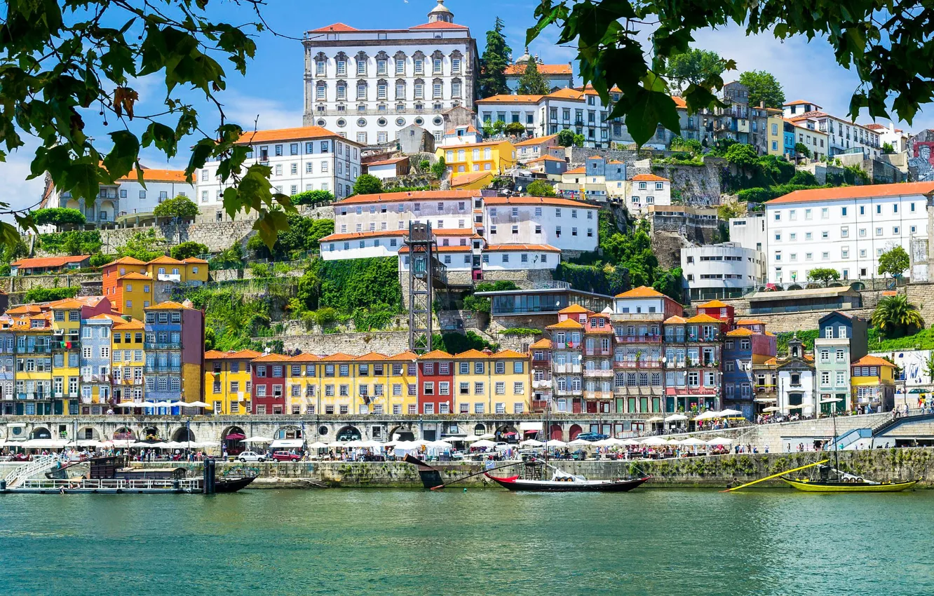 Фото обои река, дома, Португалия, Порту