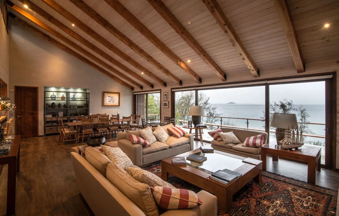 Фото обои вилла, интерьер, гостиная, столовая, Escalera