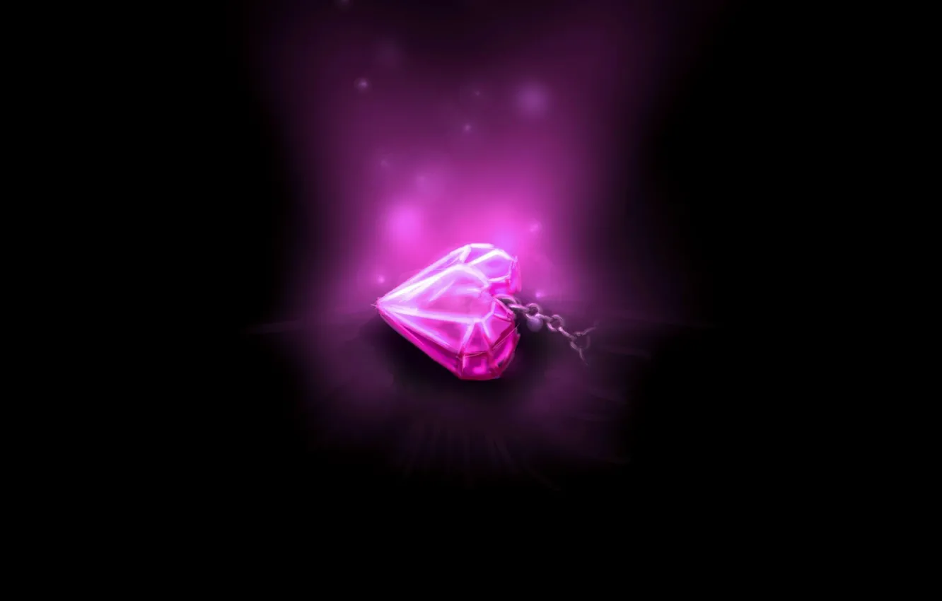 Фото обои кристалл, розовый, магия, свечение, арт, кулон, цепочка