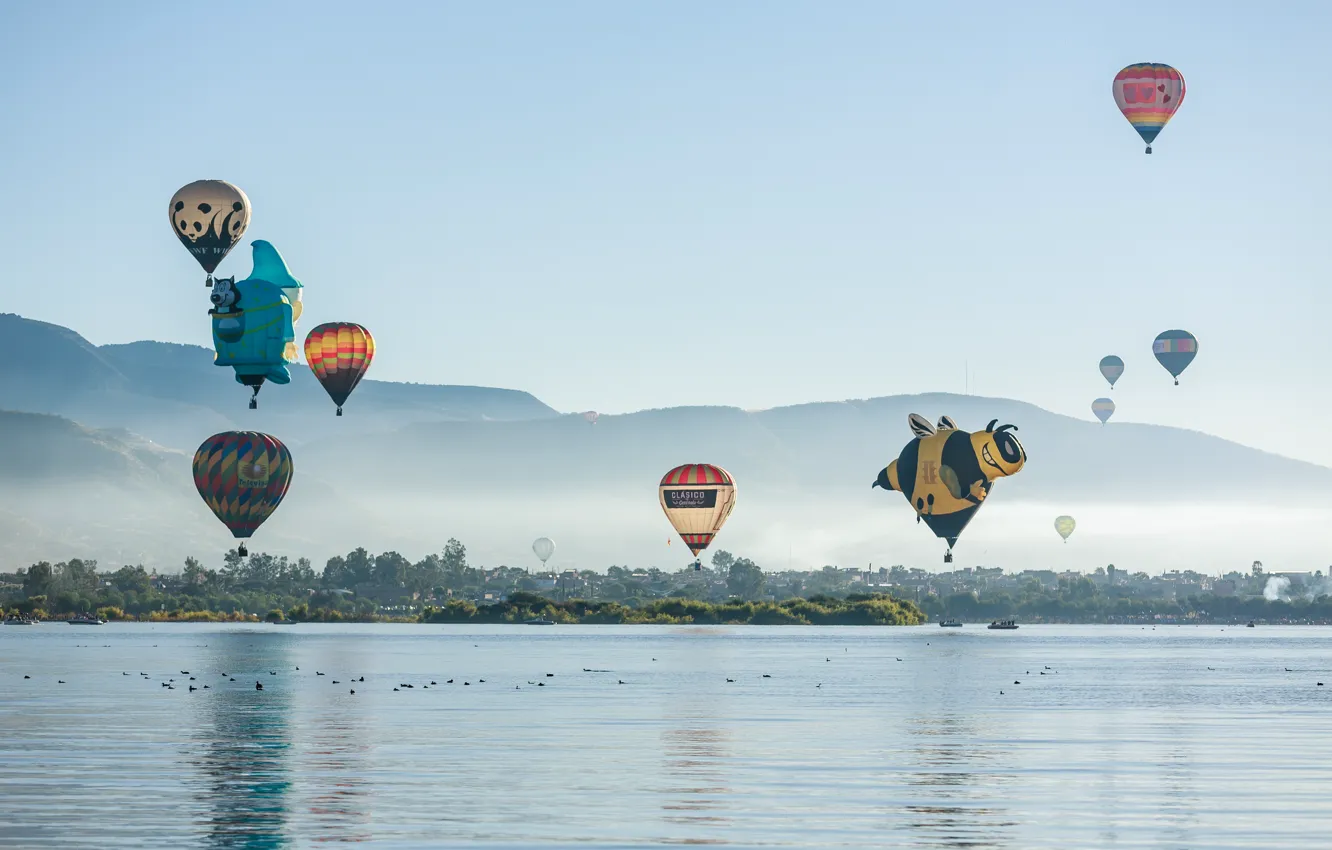 Фото обои Lake, Ducks, Balloons