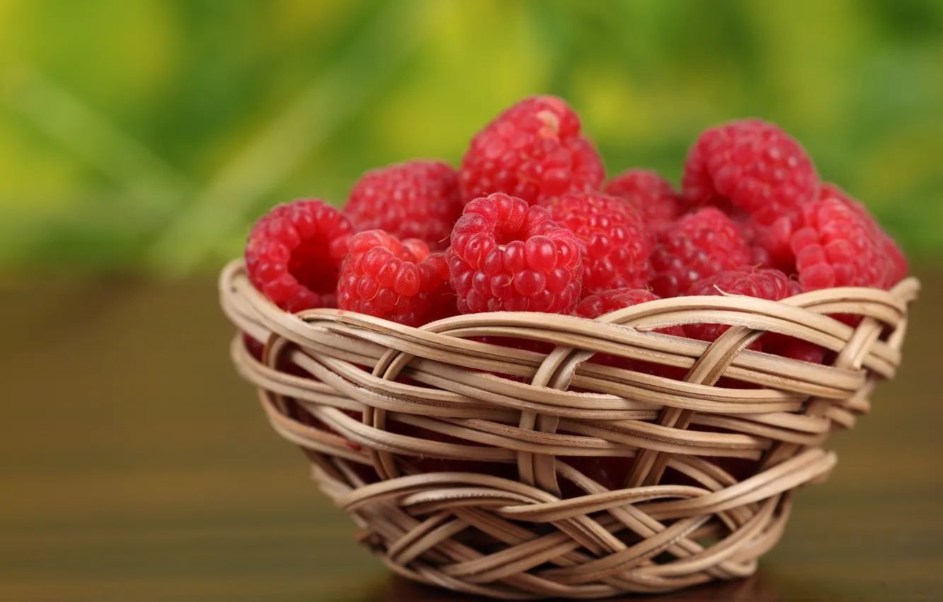 Фото обои ягоды, малина, корзинка, berries, basket, raspberries