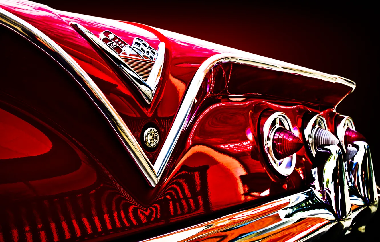 Фото обои ретро, отражение, фары, Chevrolet, Шевроле, классика, impala, задние огни