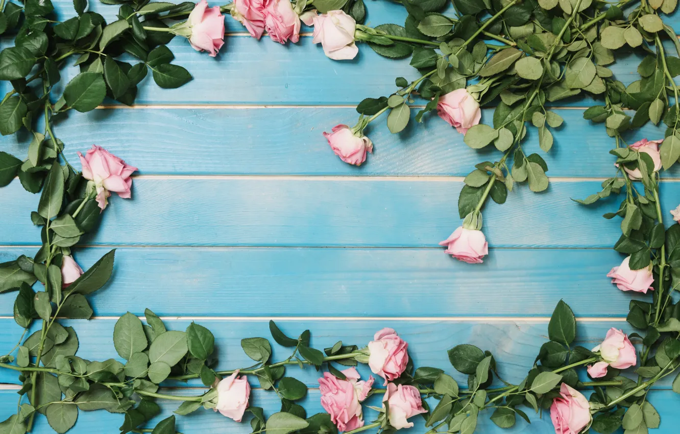 Фото обои цветы, розы, розовые, бутоны, fresh, wood, pink, flowers