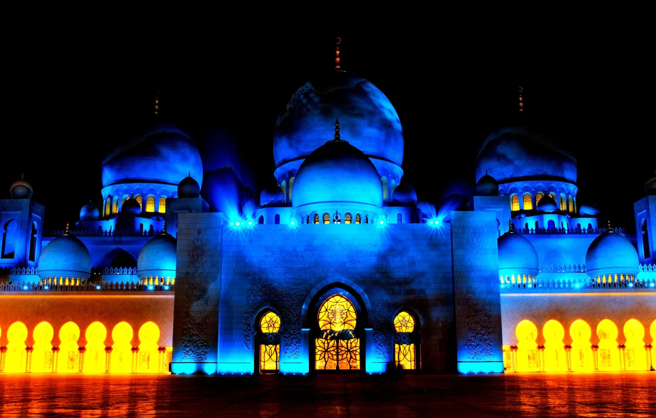 Фото обои night, ОАЭ, Мечеть шейха Зайда, Абу-Даби, Sheikh Zayed Grand Mosque, Abu-Dabi