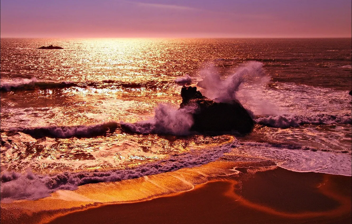 Фото обои море, волны, берег
