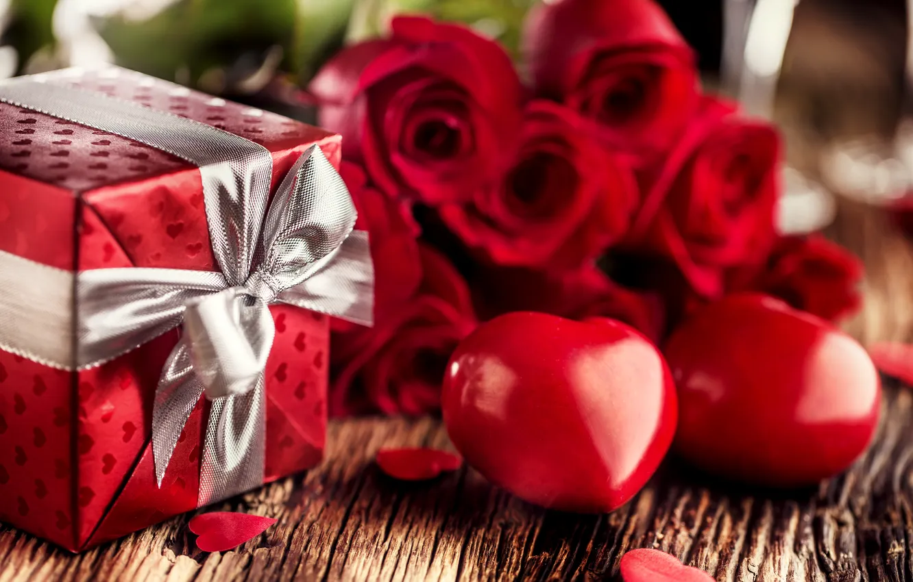 Фото обои любовь, цветы, подарок, романтика, сердце, розы, букет, love