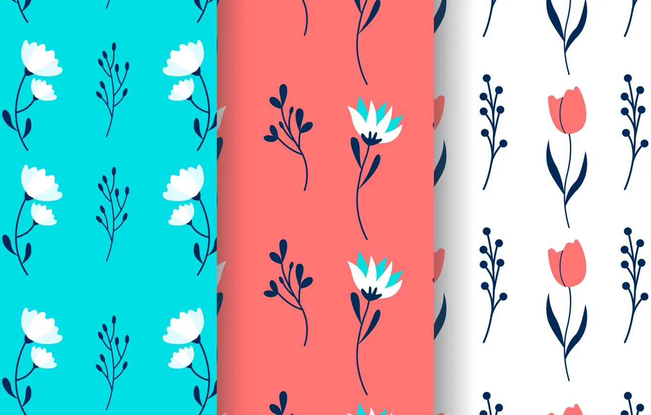 Фото обои белый, цветы, фон, голубой, текстура, Flower, Leaves, Pattern