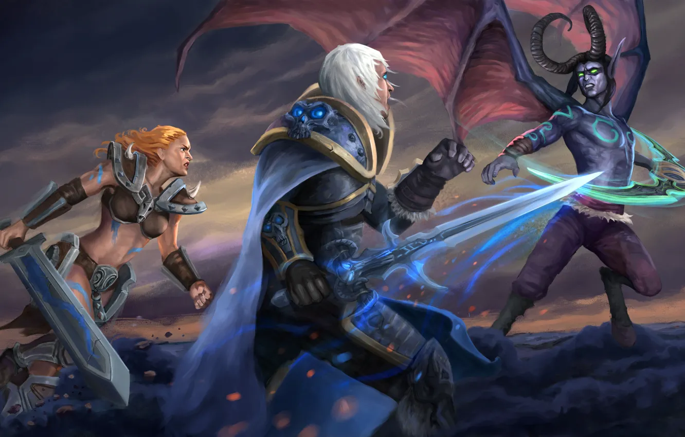 Фото обои Lich King, Sonya, diablo, Arthas, warcraft, barbarian, Heroes of the Storm, illidan stormrage