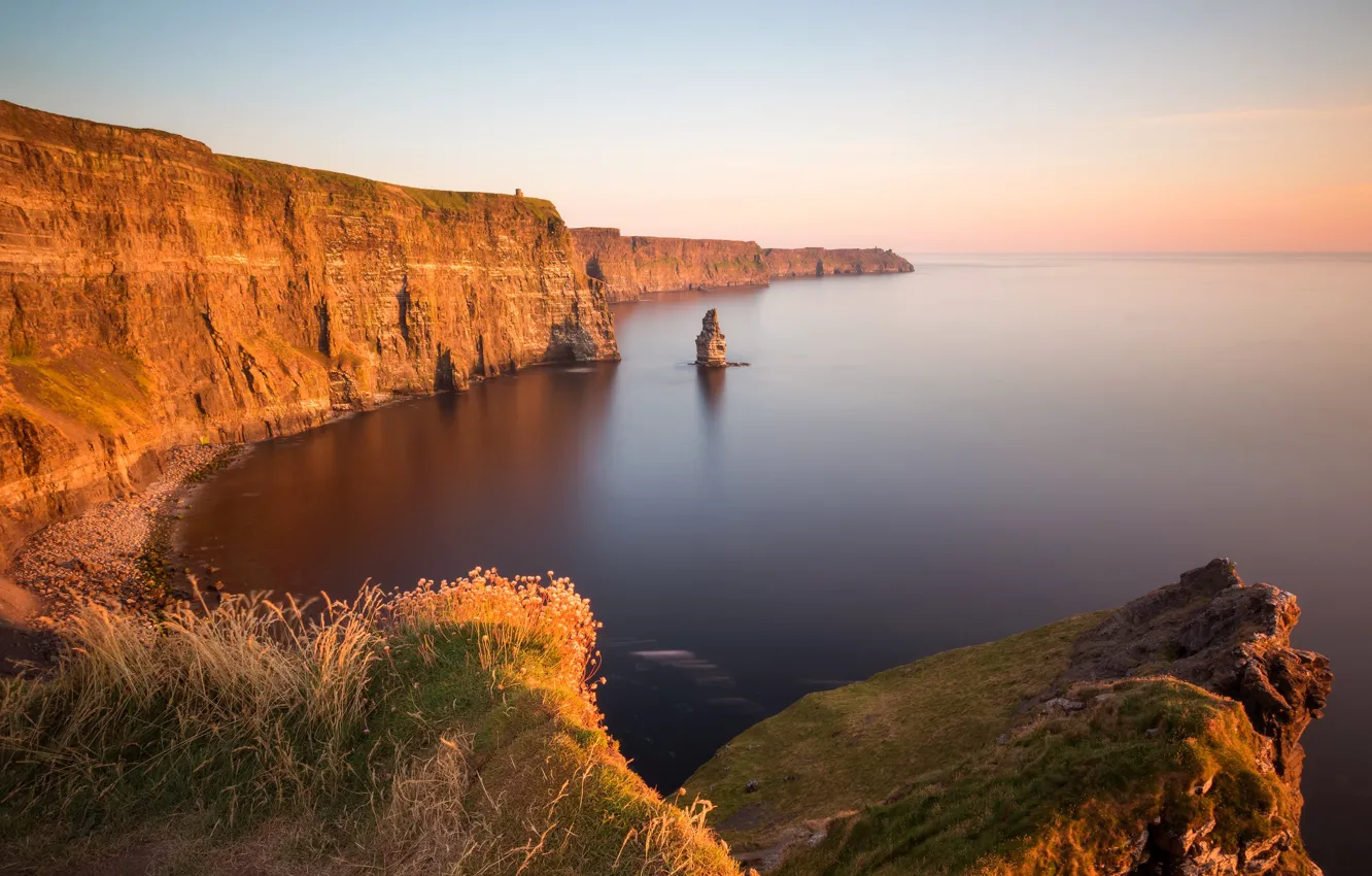 Фото обои море, обрыв, океан, скалы, побережье, Ирландия, Ireland, Атлантический океан