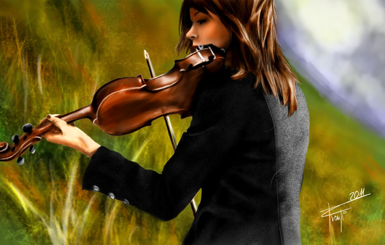 Фото обои скрипка, рисунок, живопись, Lindsey Stirling