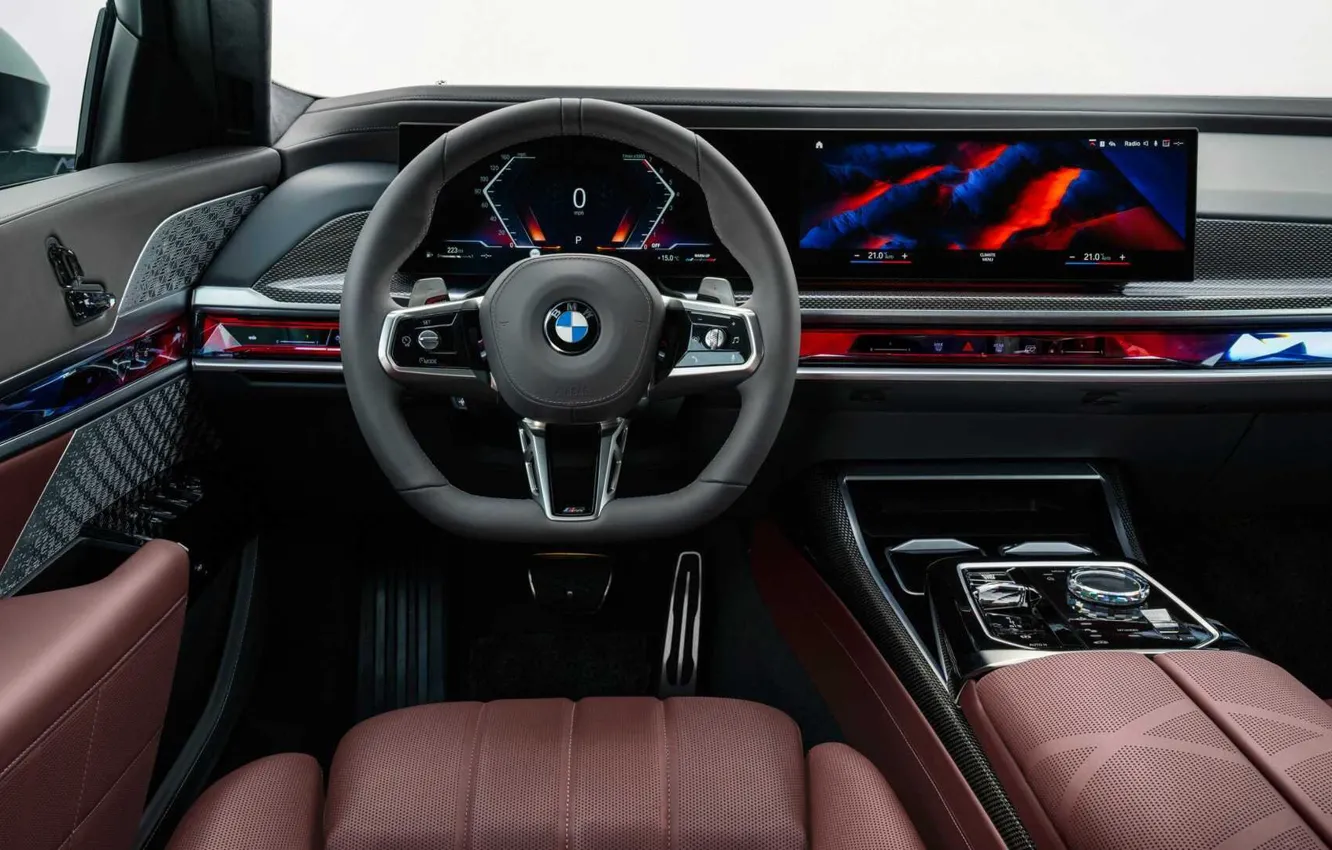 Фото обои руль, панель приборов, BMW 7 Series, салон машины, G70, G71