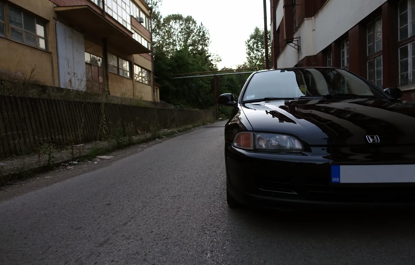Фото обои car, honda, black, civic, front, serbia, clean, honda civic