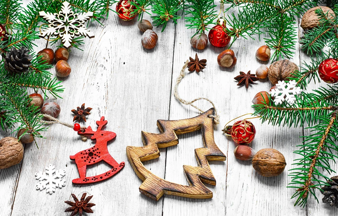 Фото обои Новый Год, Рождество, wood, елочка, merry christmas, decoration