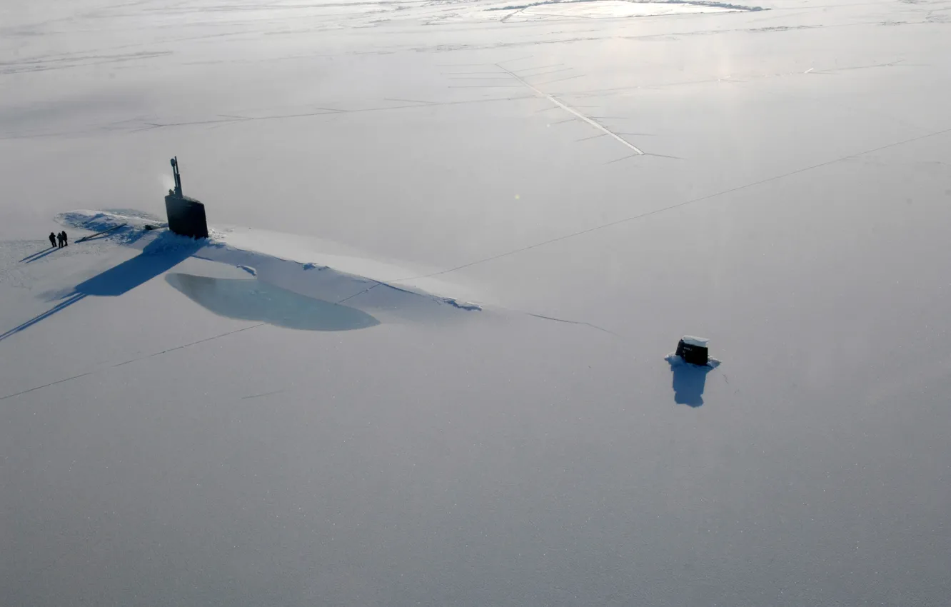 Фото обои лед, океан, субмарина