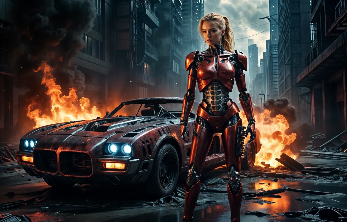 Фото обои девушка, Kristanna Loken, terminator, изображение сгенерировано ИИ