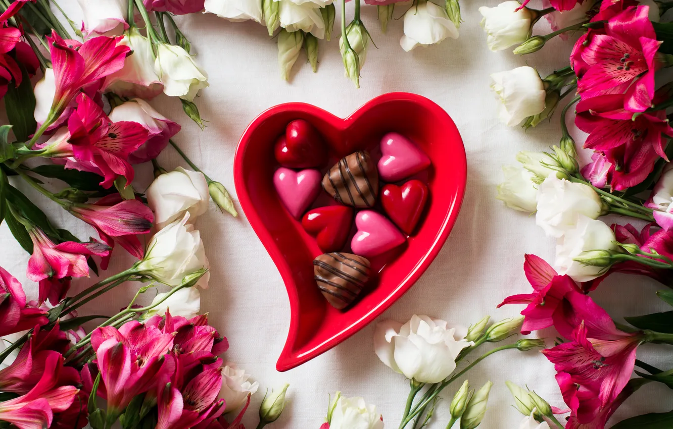 Фото обои любовь, цветы, подарок, романтика, сердце, love, happy, День святого Валентина