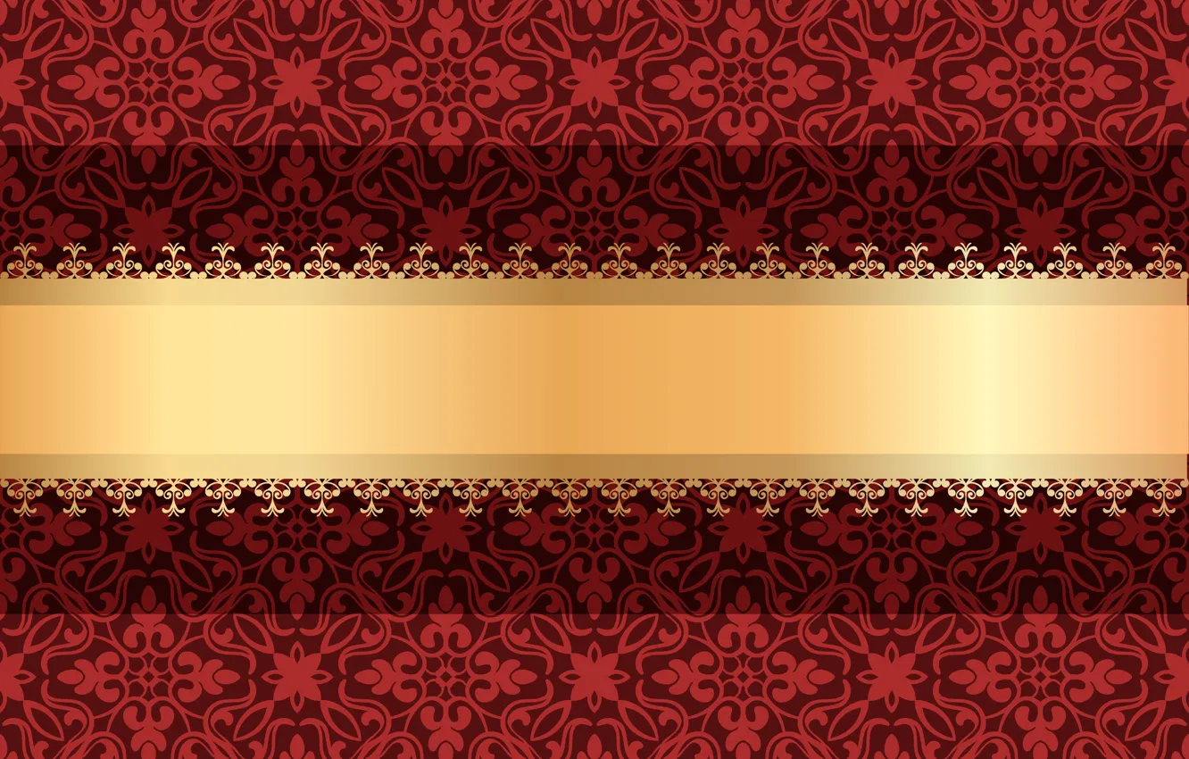 Фото обои красный, фон, вектор, текстура, орнамент, золотая лента