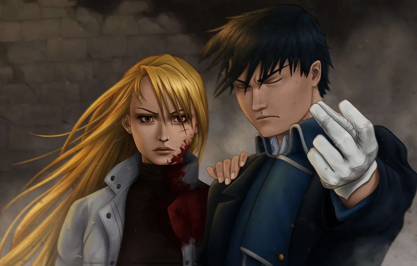 Фото обои anime, Fullmetal Alchemist, Riza Hawkeye, Roy Mustang