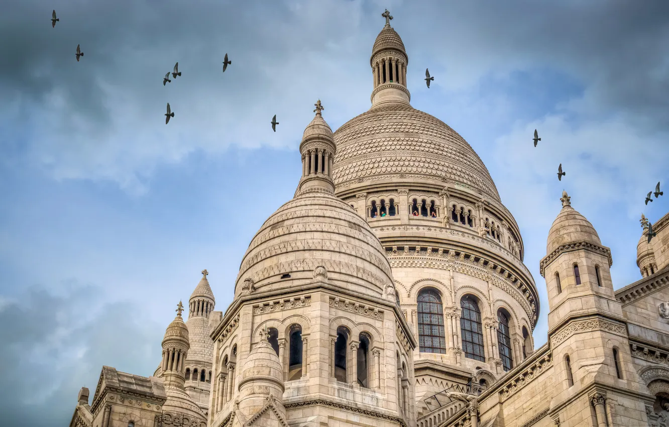 Фото обои небо, Франция, Париж, купол, Базилика Сакре-Кёр