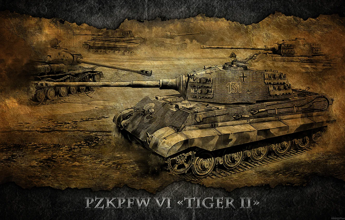 Фото обои Германия, арт, танк, танки, WoT, тигр 2, World of Tanks, Tiger 2