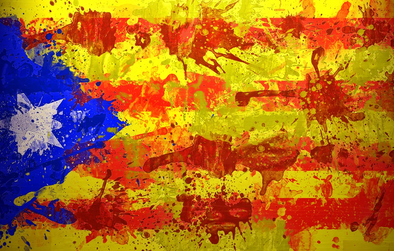 Фото обои краски, звезда, флаг, flag, Estelada, Неофициальный флаг каталонских земель, Эстелада