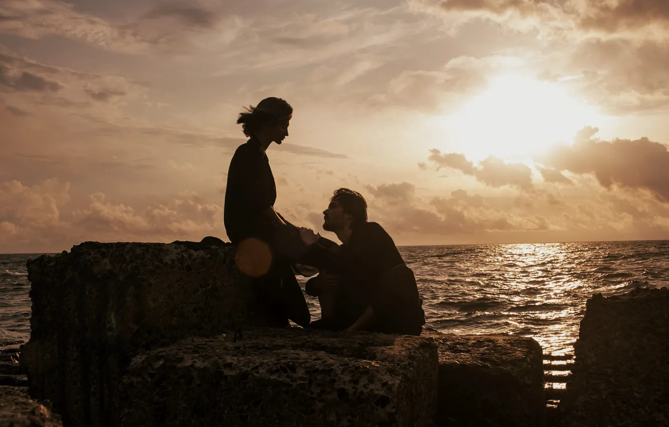 Фото обои море, девушка, мужчина, влюбленные, Marta Syrko