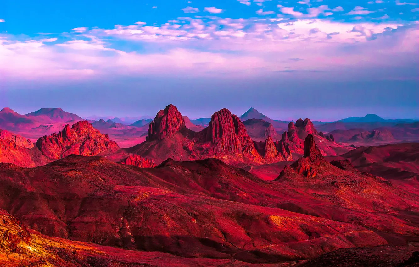 Фото обои песок, горы, скалы, пустыня, Африка, Алжир, Сахара