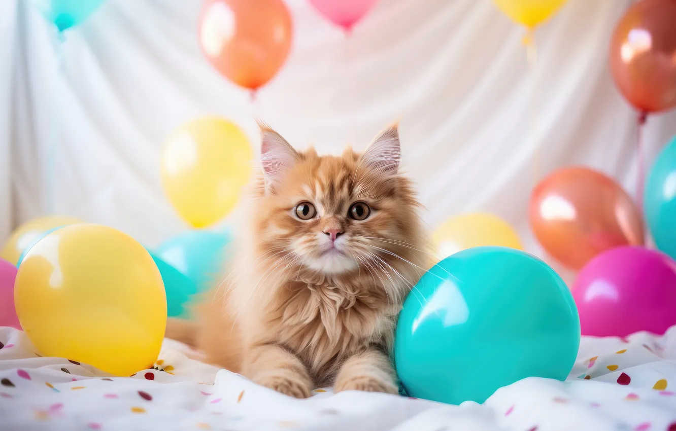 Фото обои кошка, взгляд, поза, котенок, мордашка, ИИ-арт, нейросеть