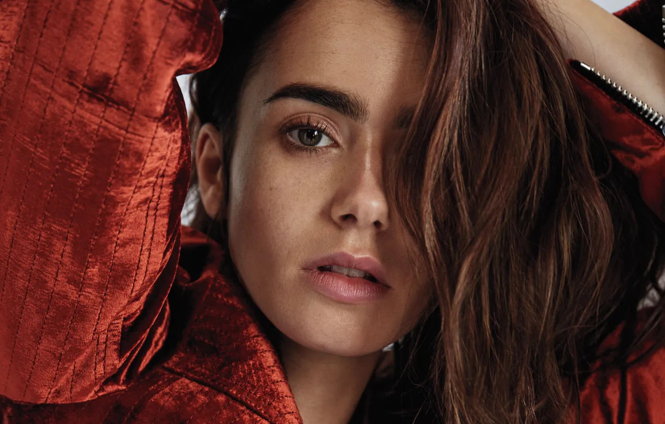 Фото обои лицо, портрет, актриса, Lily Collins