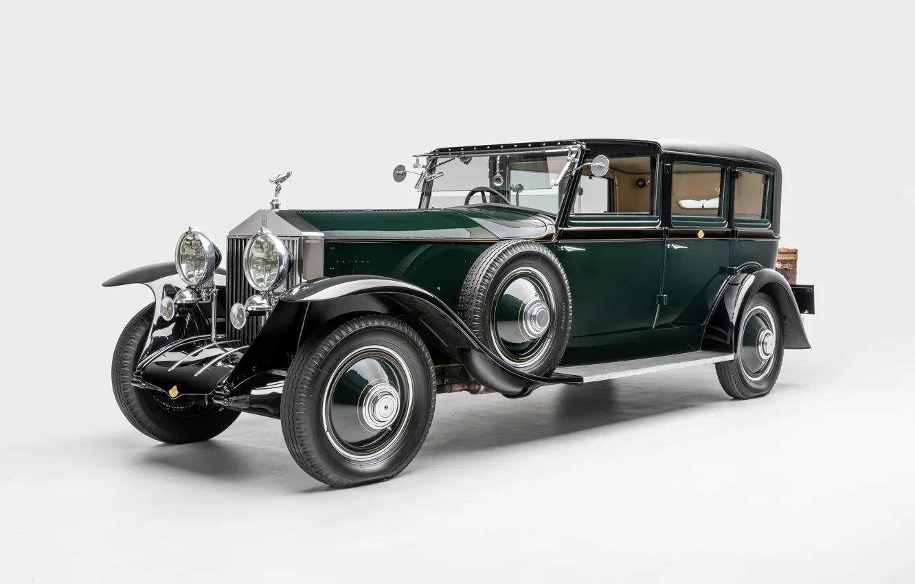 Фото обои ретро, Rolls-Royce, Phantom, белый фон, 1927, 1927 Rolls-Royce Phantom