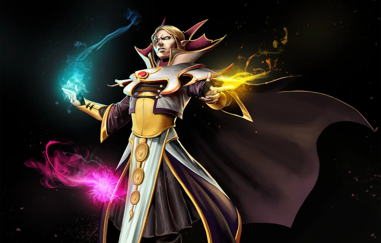 Фото обои взгляд, арт, маг, плащ, Dota 2, Carl, Ulsae, Invoker