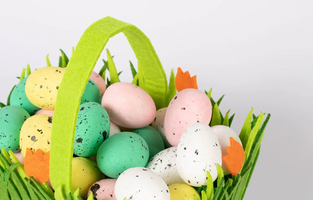 Фото обои праздник, корзина, яйца, весна, Пасха, Easter