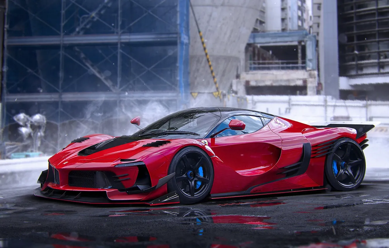 Фото обои Ferrari, Red, Hot, Color, Rendering, Supercar, LaFerrari, by Khyzyl Saleem