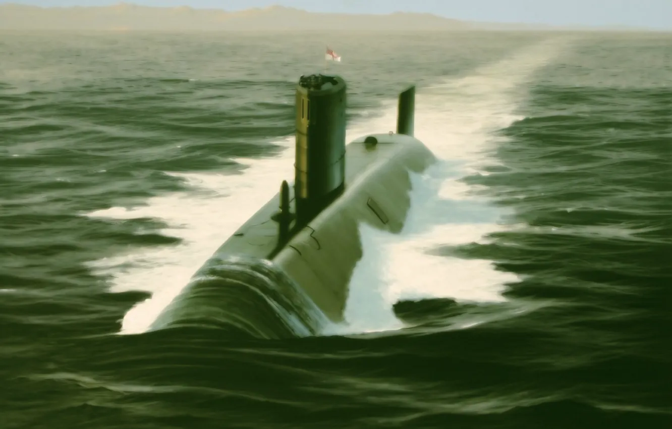 Фото обои war, art, painting, drawing, submarine, HMS Trafalgar