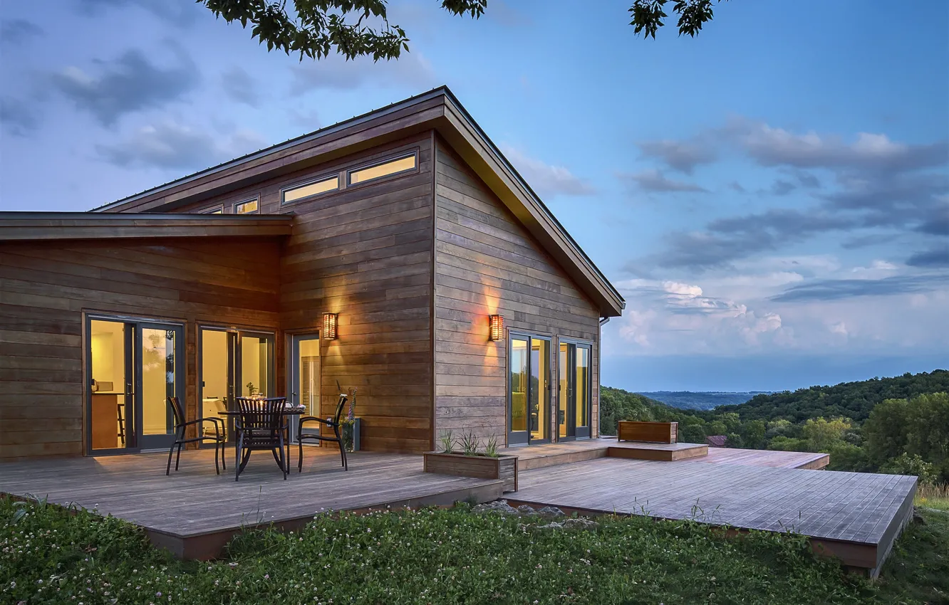 Фото обои пейзаж, природа, дома, вечер