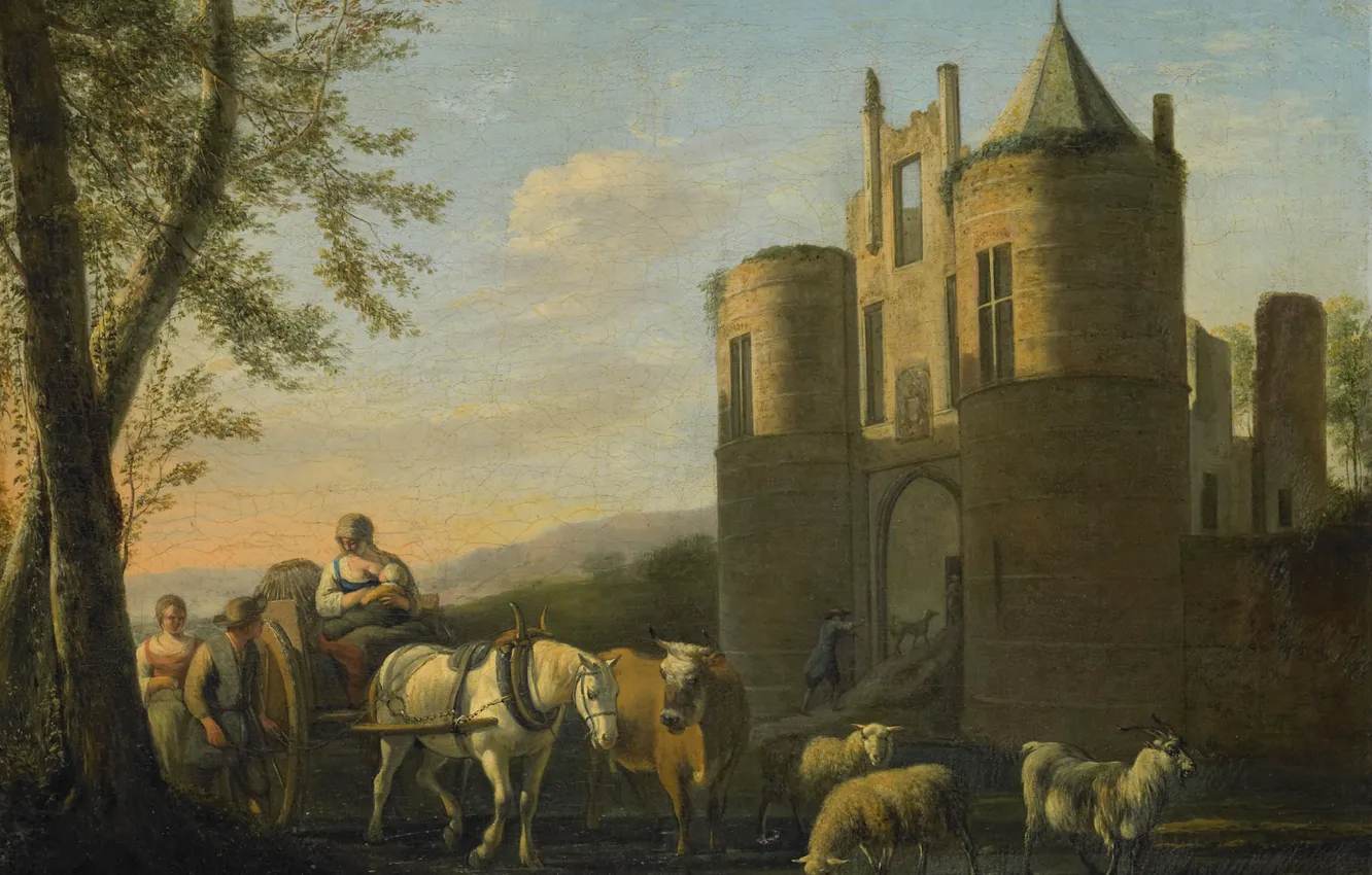 Фото обои масло, Холст, Геррит Адриансзон Беркхейде, Gerrit Adriaenszoon Berckheyde, 1698, 5 cm х 46 cm, Передние …