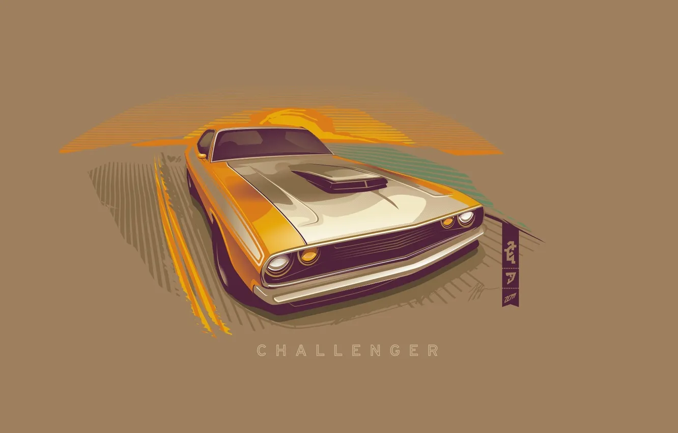 Фото обои вектор, Dodge, Challenger, додж, muscle car, front, челленджер