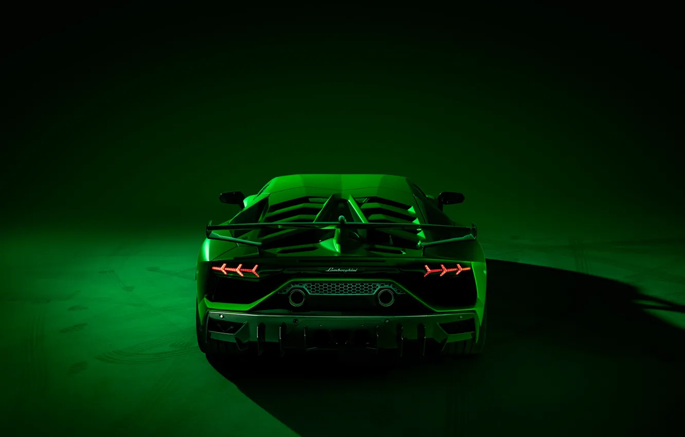 Фото обои Lamborghini, суперкар, вид сзади, 2018, Aventador, SVJ, Aventador SVJ
