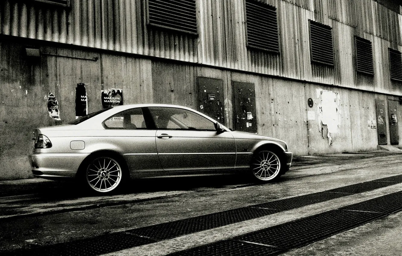 Фото обои черно-белая, BMW, шум, 3Series